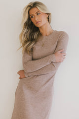 Lynette Ribbed Maxi Dress in Taupe