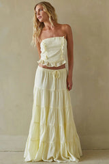Light Yellow Ruffle Tube Top