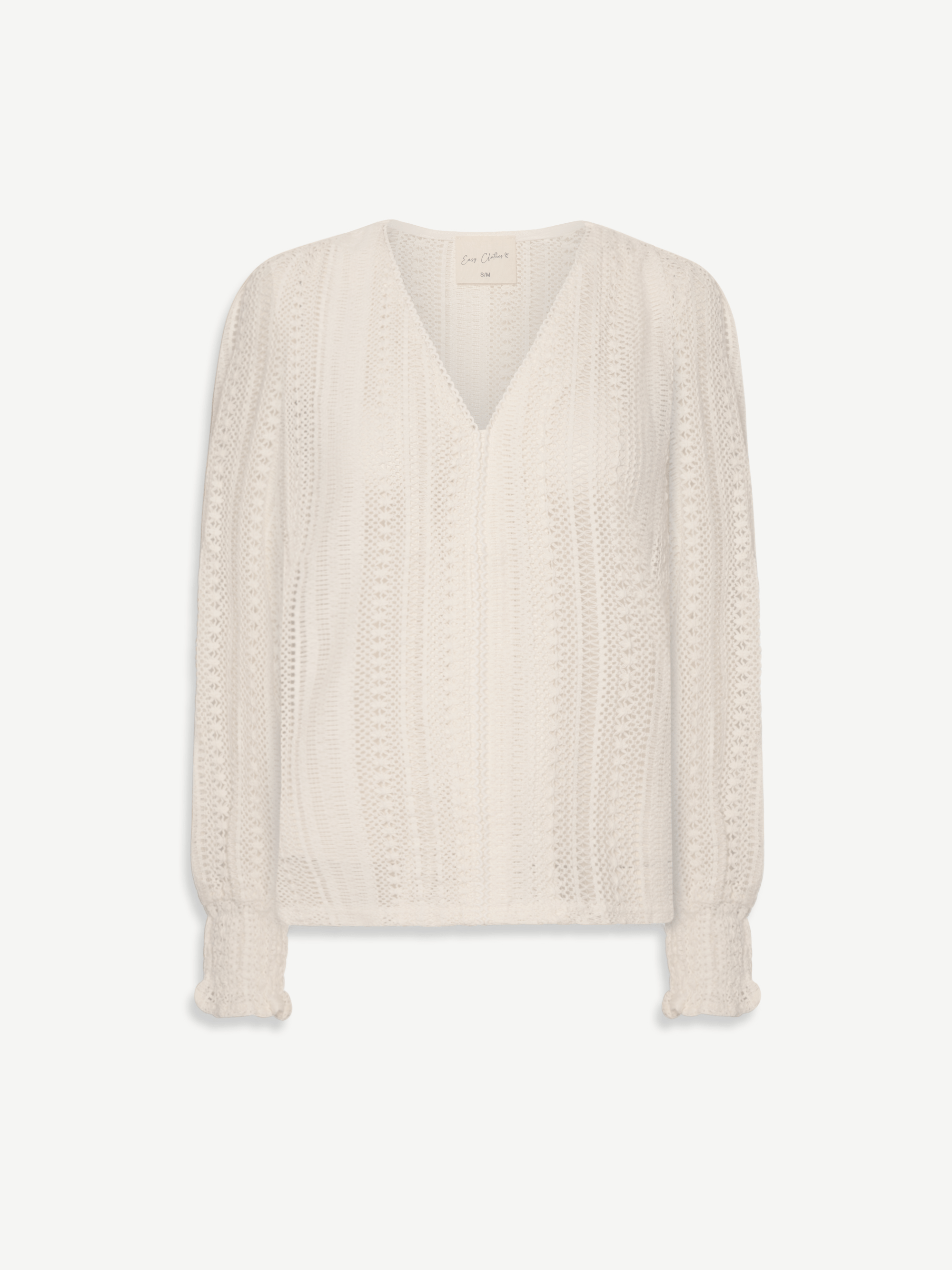 White Crochet Long Sleeves Blouse