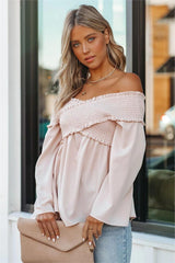 Rosie Smocked Off The Shoulder Top - Sandshell
