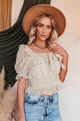 Breathe It In Floral Ruffle Crop Blouse