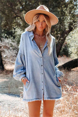 Goldendale Pocketed Chambray Button Down Dress