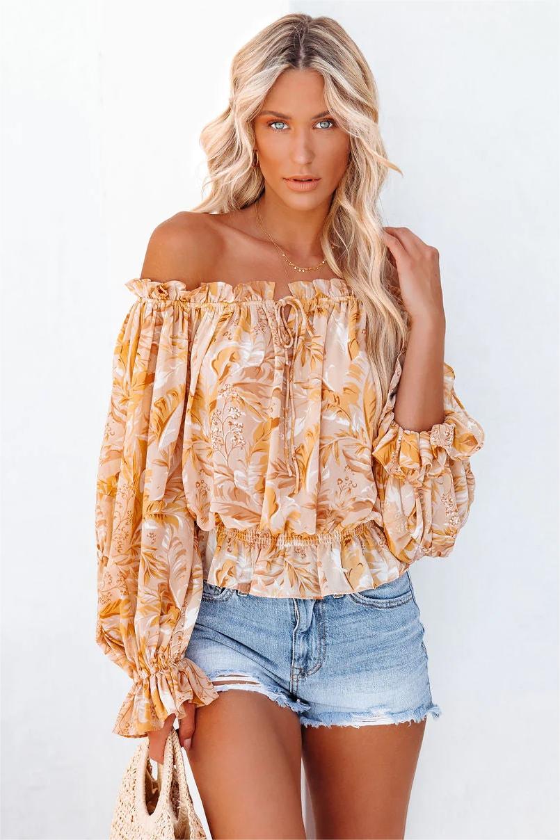 Papaya Printed Off The Shoulder Blouse