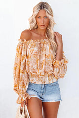 Papaya Printed Off The Shoulder Blouse