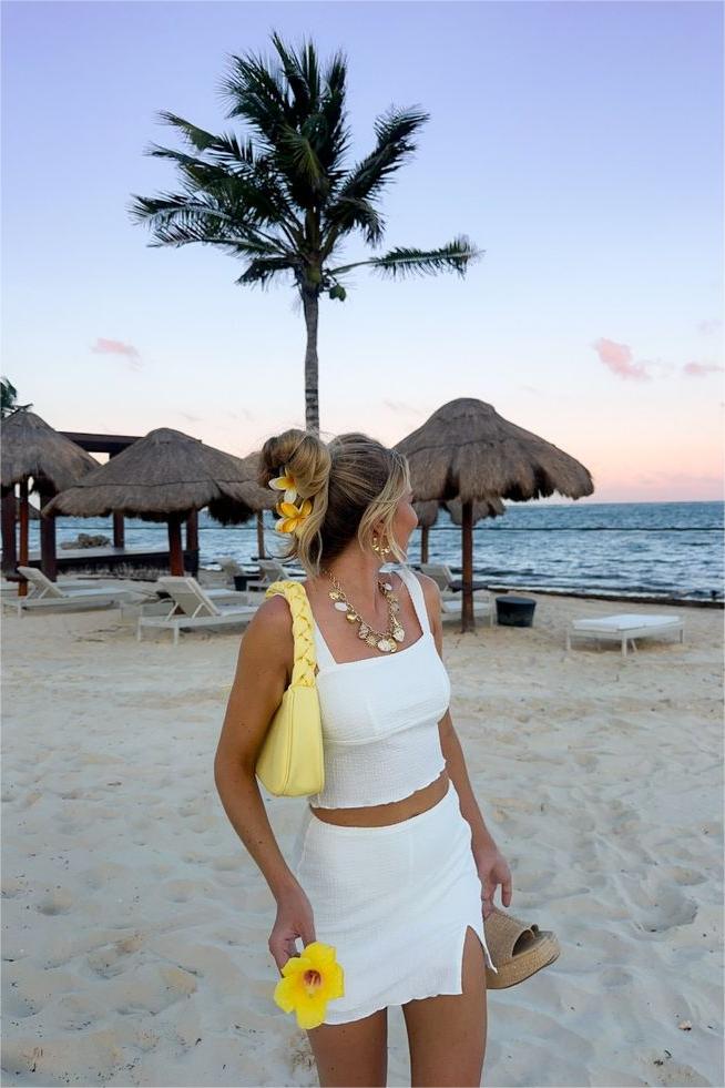 White Solid Tank Crop Top