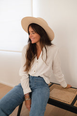 White Buutton Down Linen Blouse