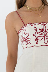 Red Floral Silhouette Print Midi Dress
