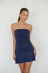 Minimal Strapless Ruched Mini Dress