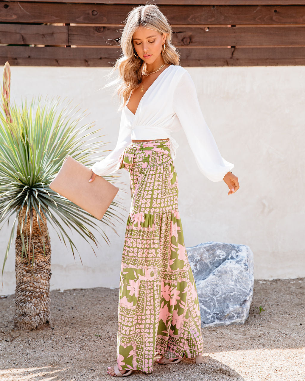 A World To See Floral Tie Front Wide Leg Pants