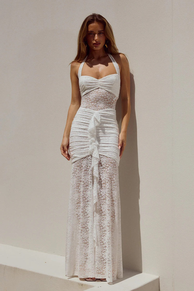 White Crochet Lace Maxi Dress