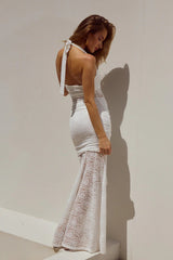 White Crochet Lace Maxi Dress
