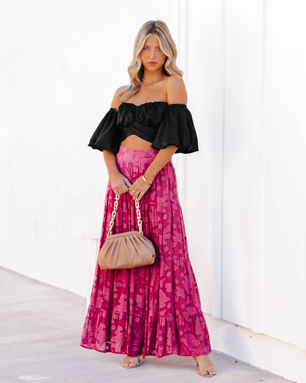 Aspiring Satin Off The Shoulder Crop Top - Black