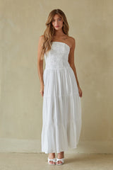 White Bandeau Tiered Maxi Dress