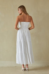 White Bandeau Tiered Maxi Dress