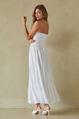 White Bandeau Tiered Maxi Dress