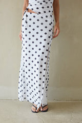 High Slit Polka Dot Maxi Skirt