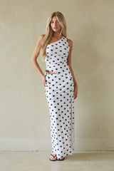 Dotted One Shoulder Ruched Top
