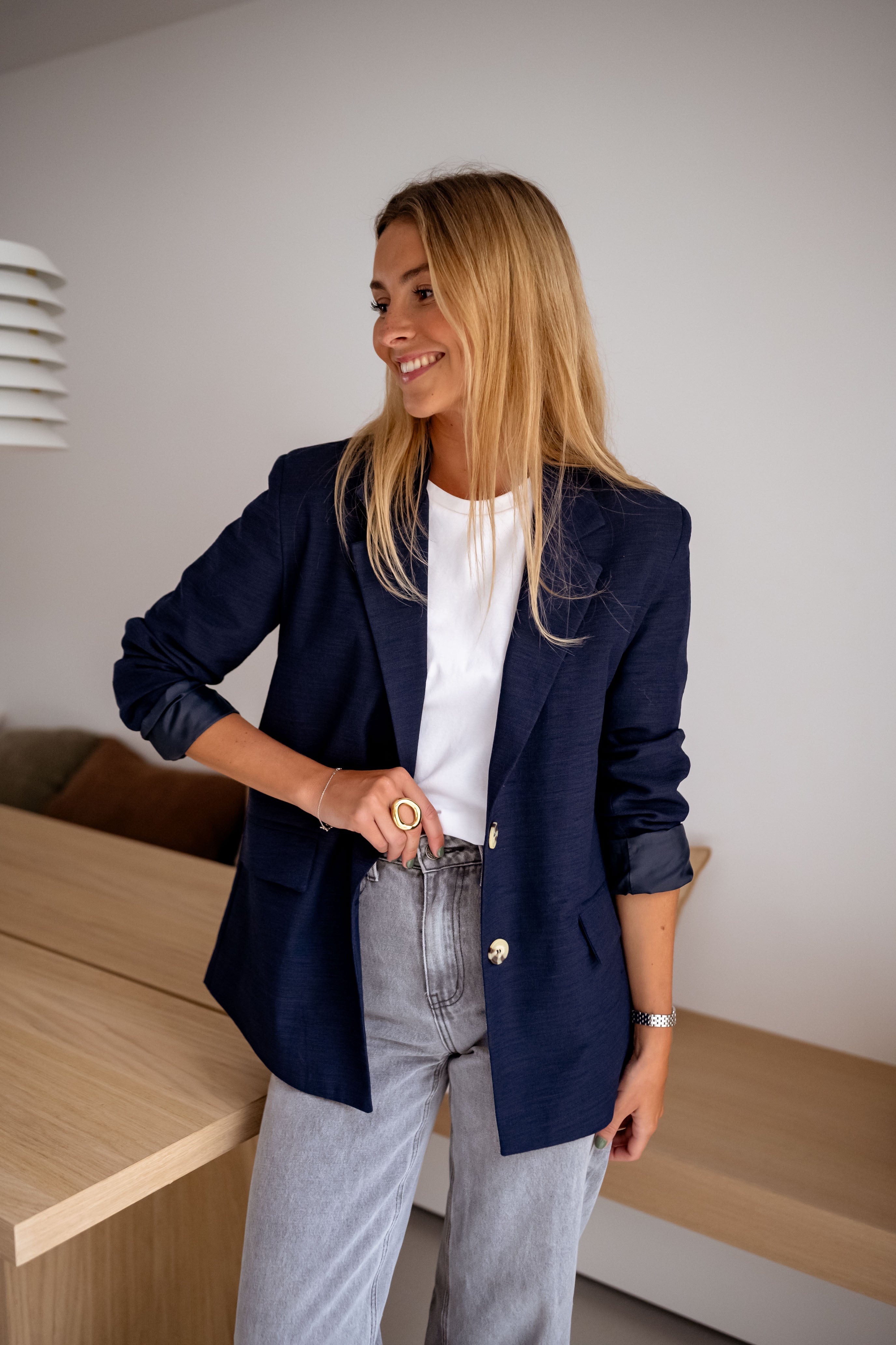 Blue Boss Notched Lapel Blazer