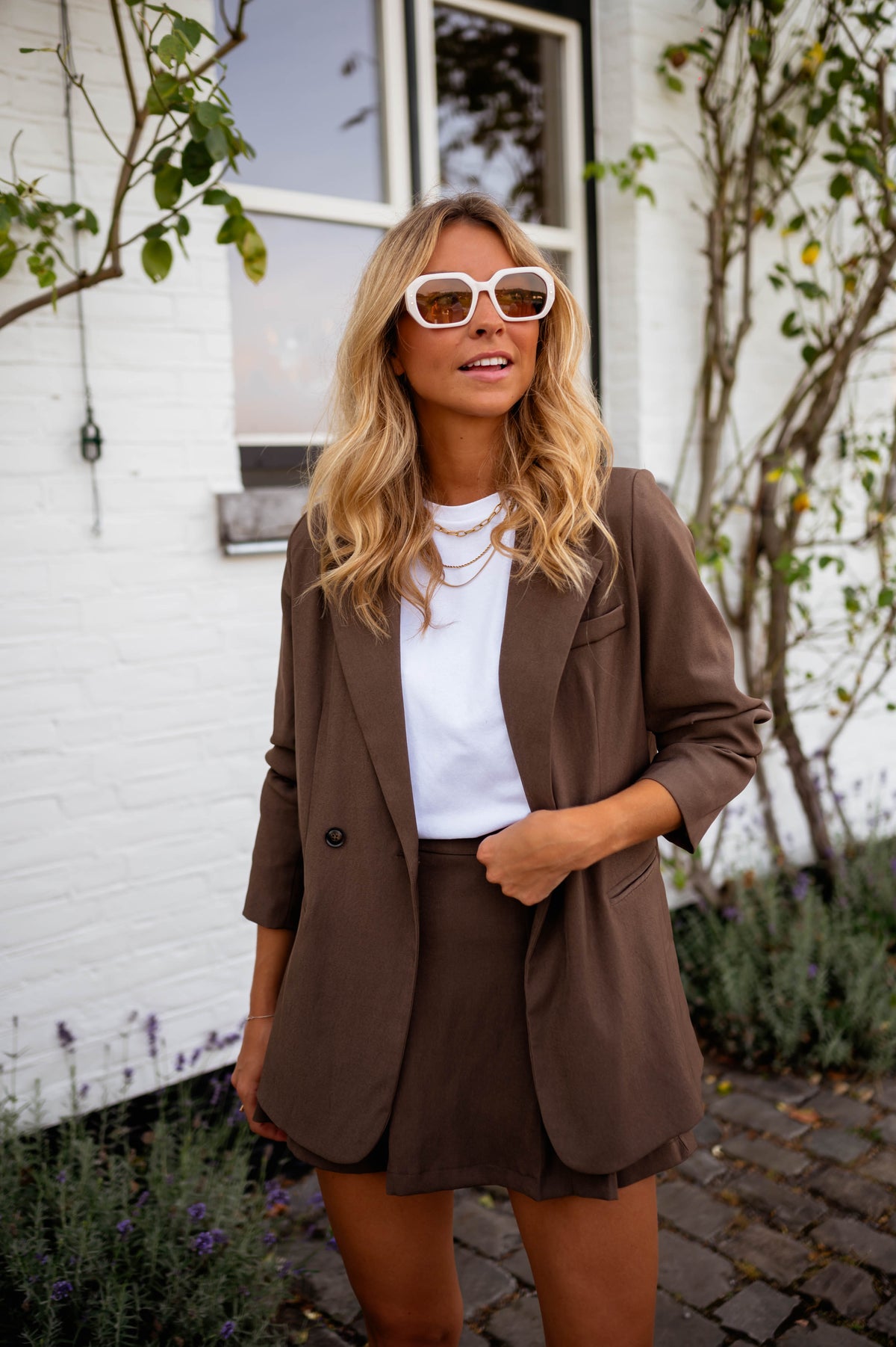 Chocolate Linen Long Blazer