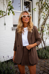 Chocolate Linen Long Blazer