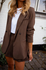 Chocolate Linen Long Blazer