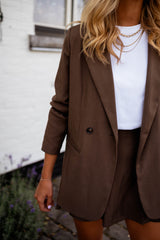 Chocolate Linen Long Blazer
