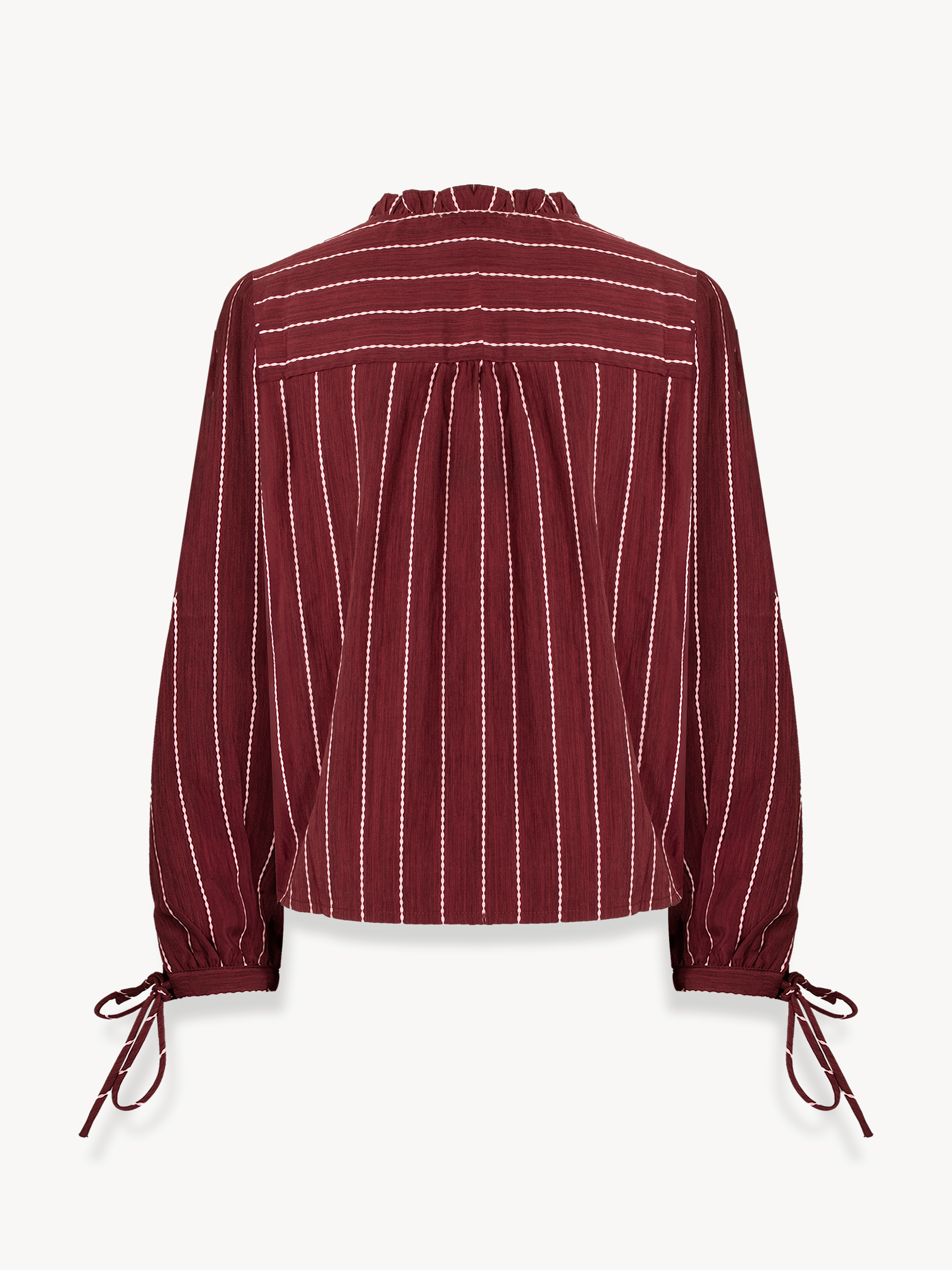 Burgundy Striped Button Down Blouse