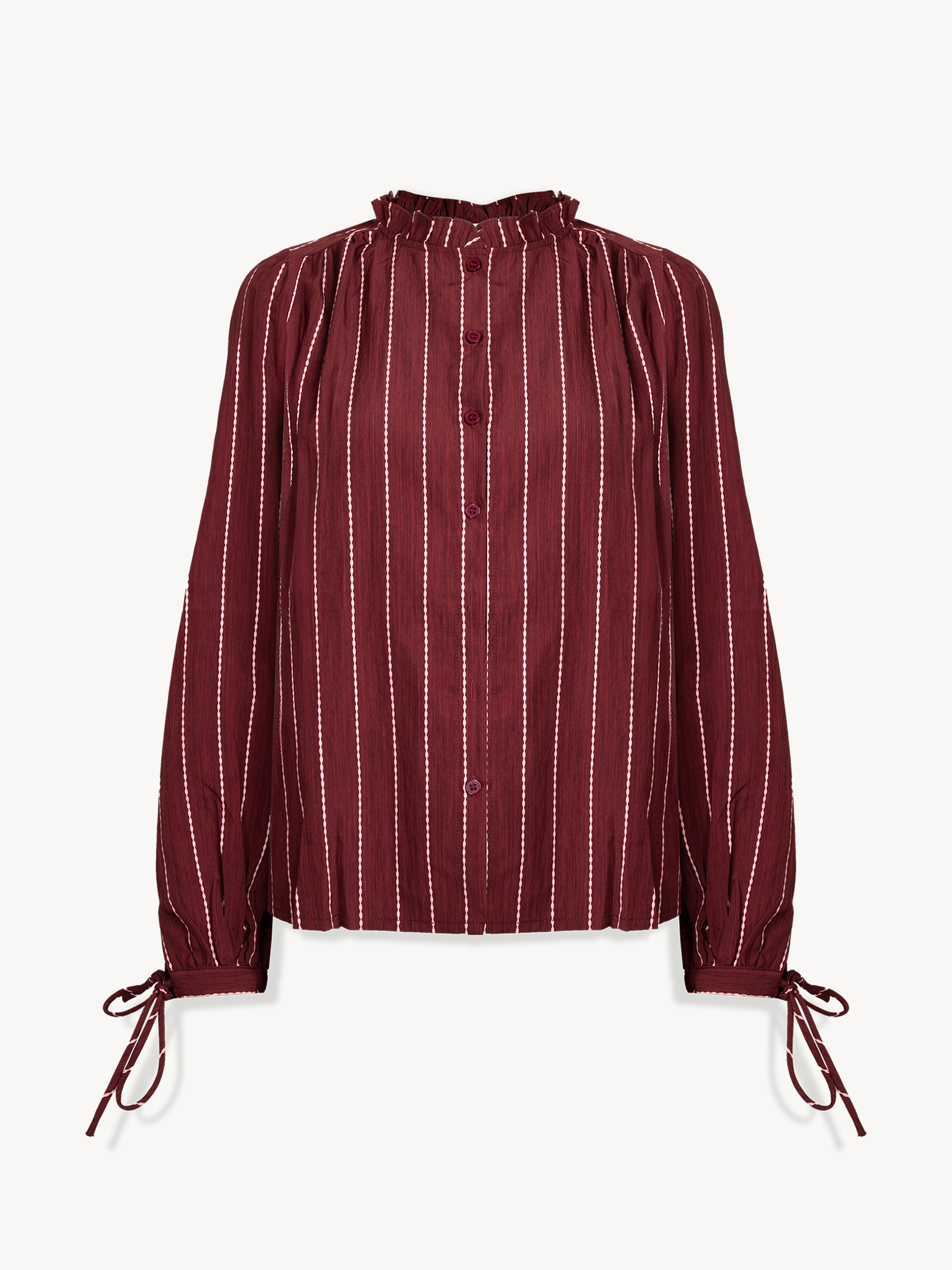 Burgundy Striped Button Down Blouse