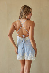 Light Blue Polka Dot Mini Dress
