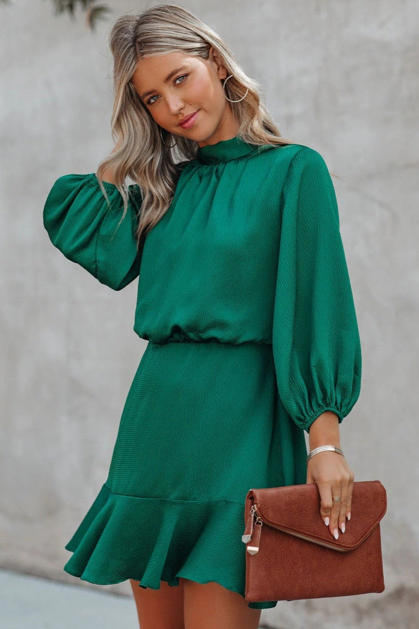 Call Me Angel Textured Satin Dress - Hunter Green - FINAL SALE Groovy Mimi Call Me Angel Textured Satin Dress - Hunter Green - FINAL SALE Groovy Mimi
