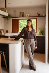 Chocolate Button Down Satin Shirt