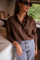 Chocolate Button Down Long Shirt