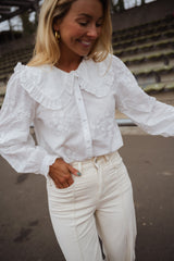 White Embroidery Floral Shirt