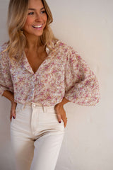 Delicate Pink Floral Button Down Shirt