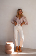 Delicate Pink Floral Button Down Shirt