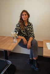 Green Leopard Button Down Shirt