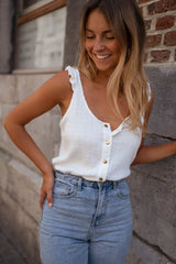 White Tank Buttoned Top