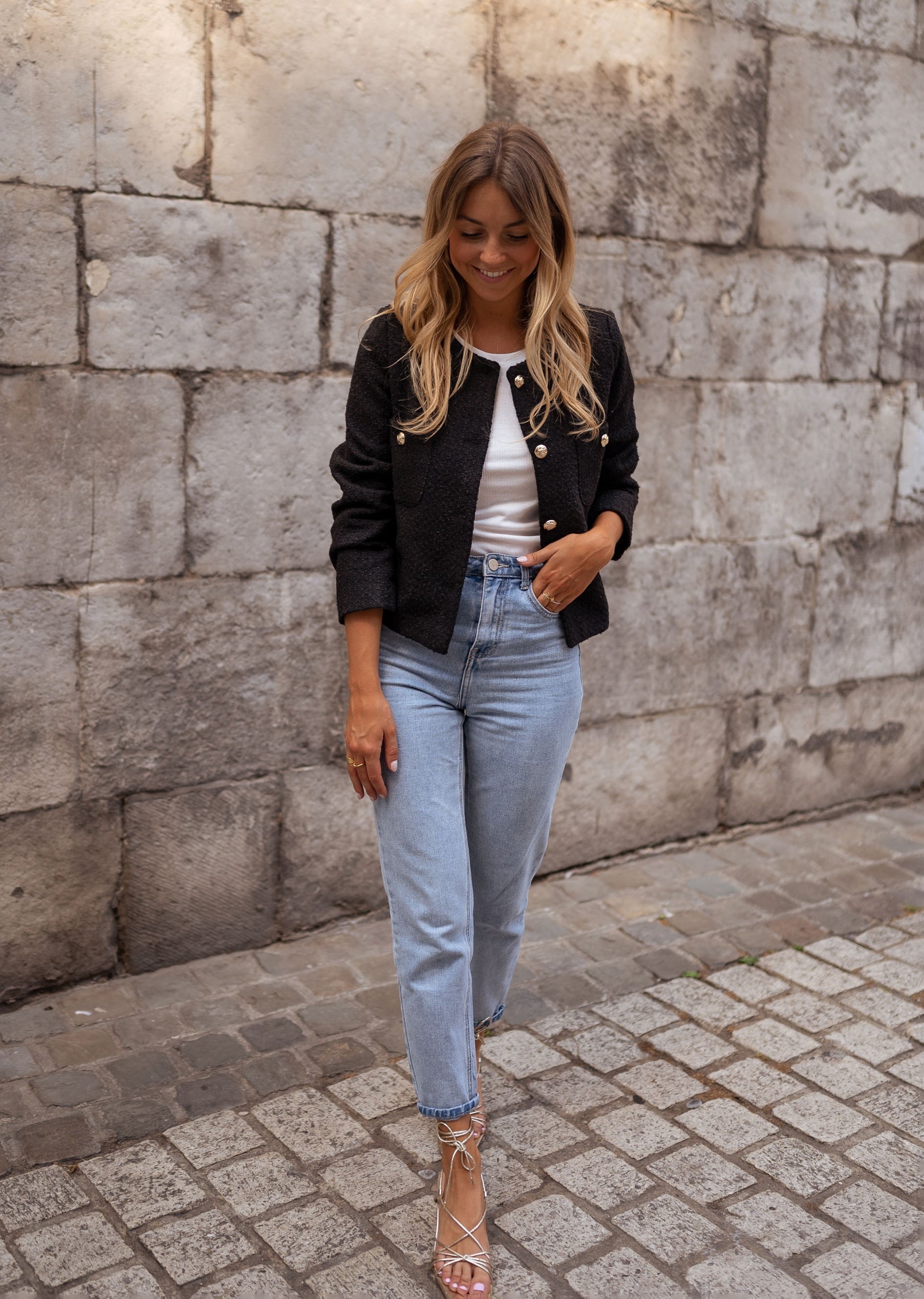 Black Thermal Buttoned Jacket