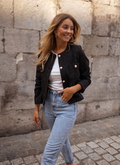 Black Thermal Buttoned Jacket