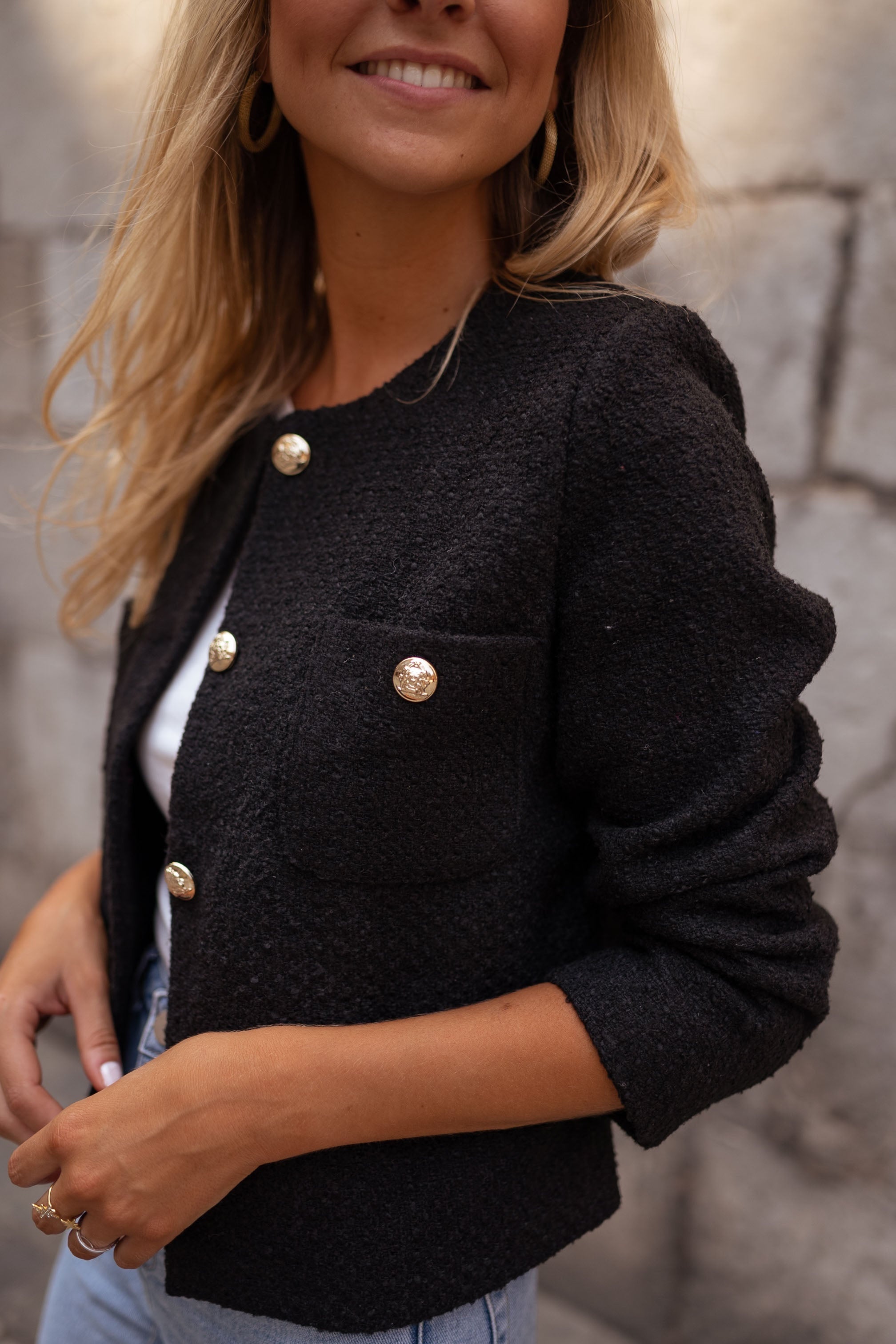 Black Thermal Buttoned Jacket