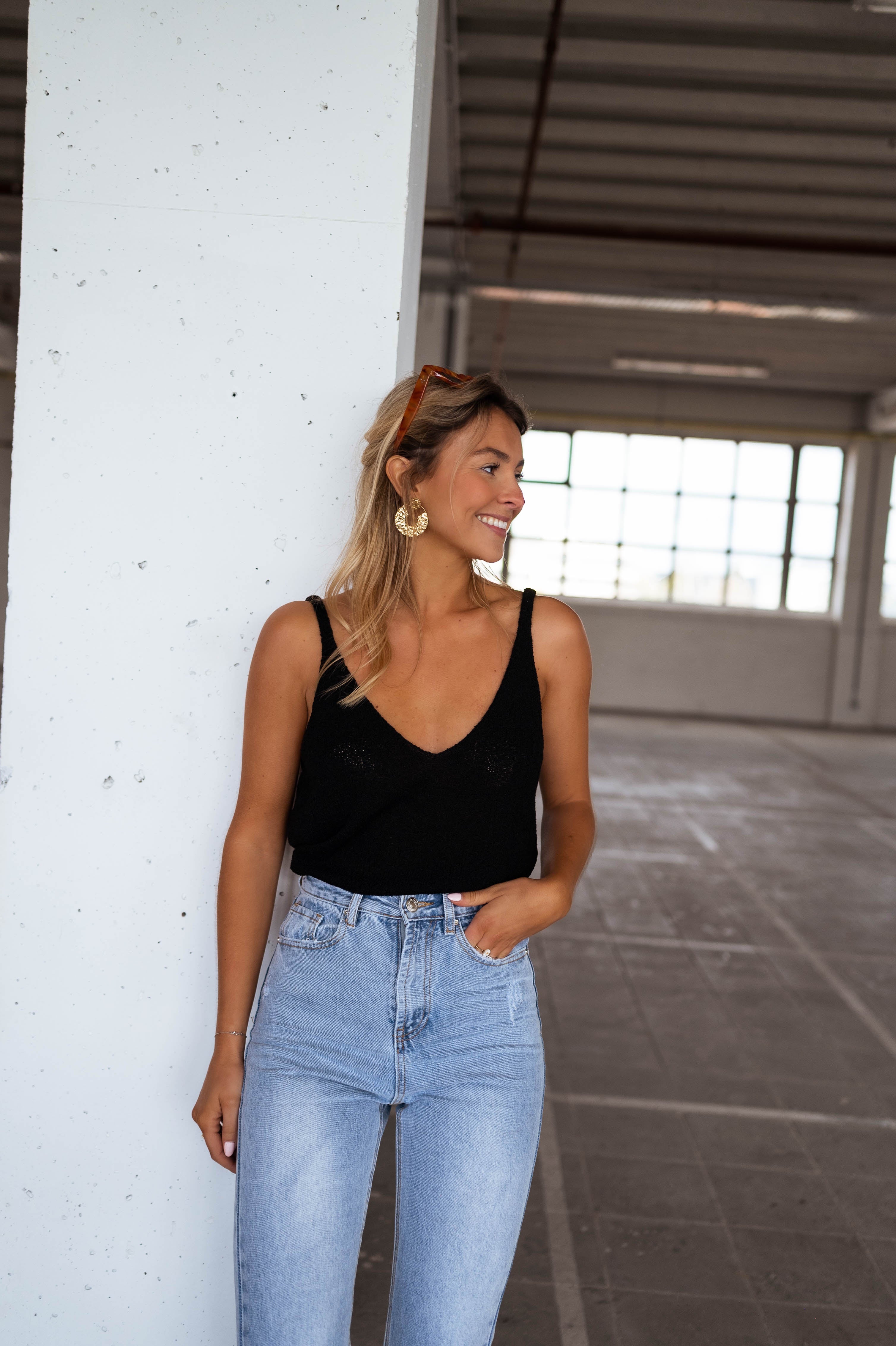 White Knit Tank Top