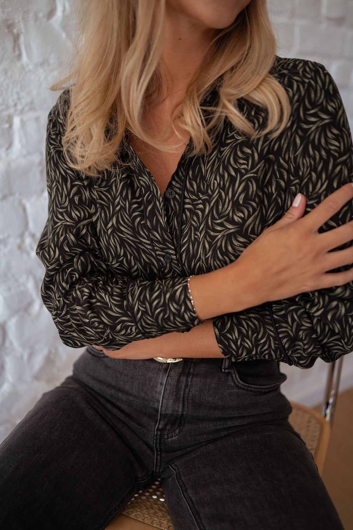 Black and Green Patterned Shirt