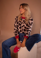 Leopard Print Pullover Knit Sweater