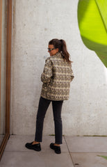 Retro Floral Print Open Front Jacket