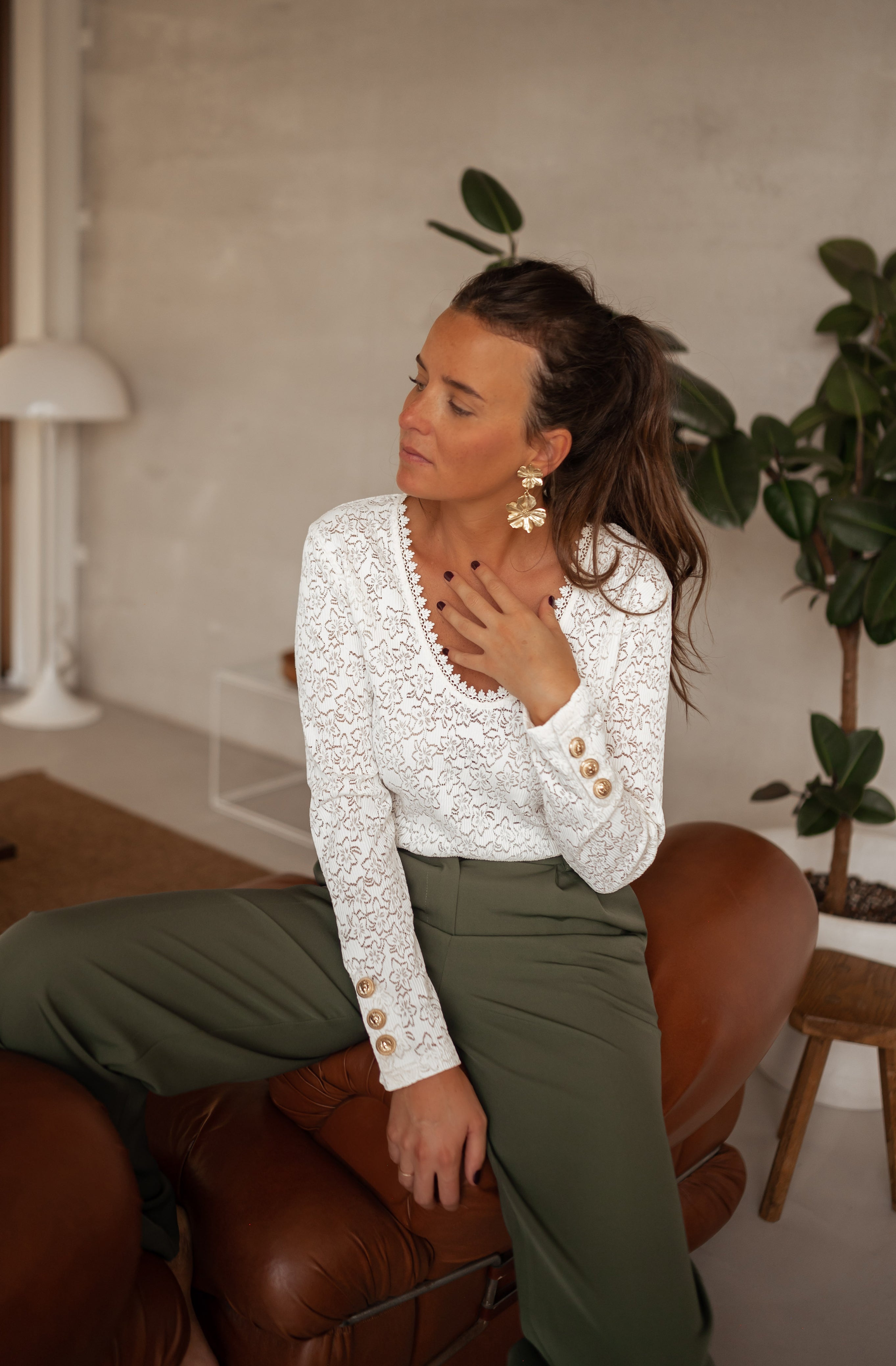 White Crochet Lace Blouse
