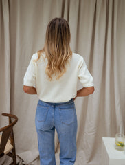 White Short Sleeve Knit Top