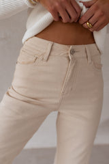 Beige Slim Fit Denim Jeans