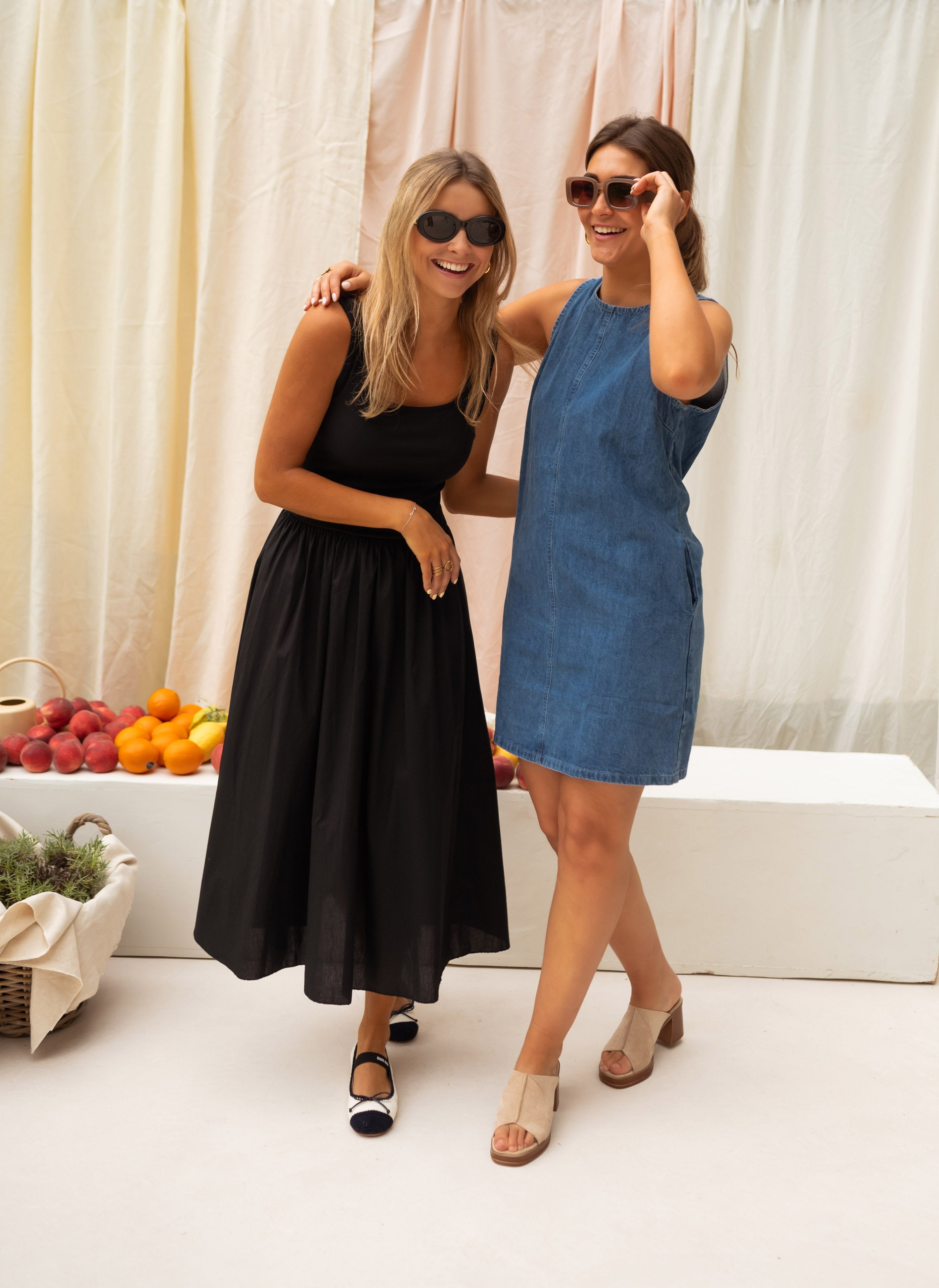 Navy Blue Denim Sleeveless Dress