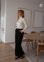 White Crochet Lace Long Sleeves Blouse