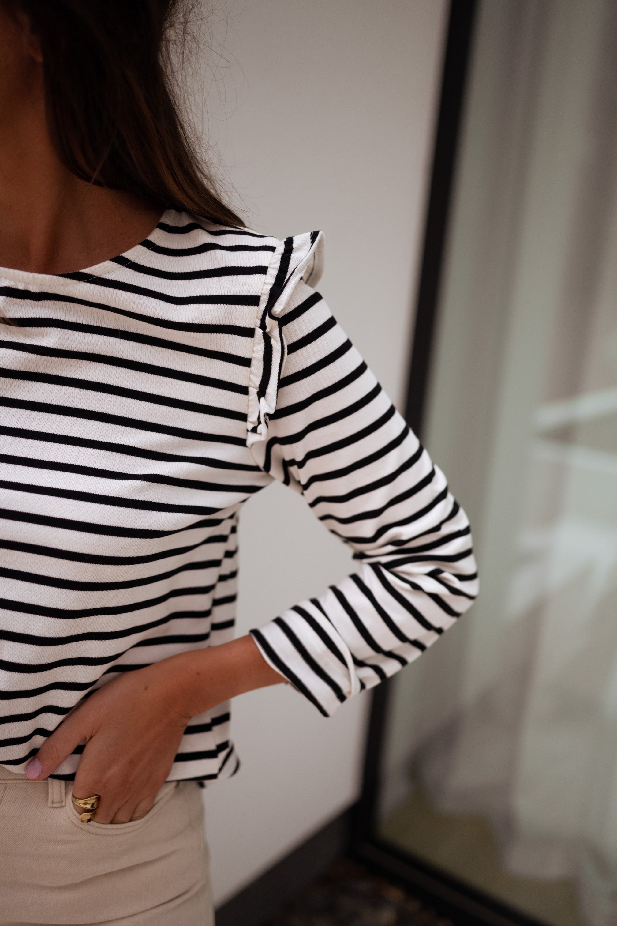 White Striped Knit Sweater